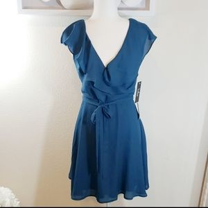 Lulu's Blue Sleeveless Ruffle Dress